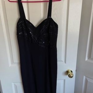 Floor length Black Dress, Sequins on bodice,